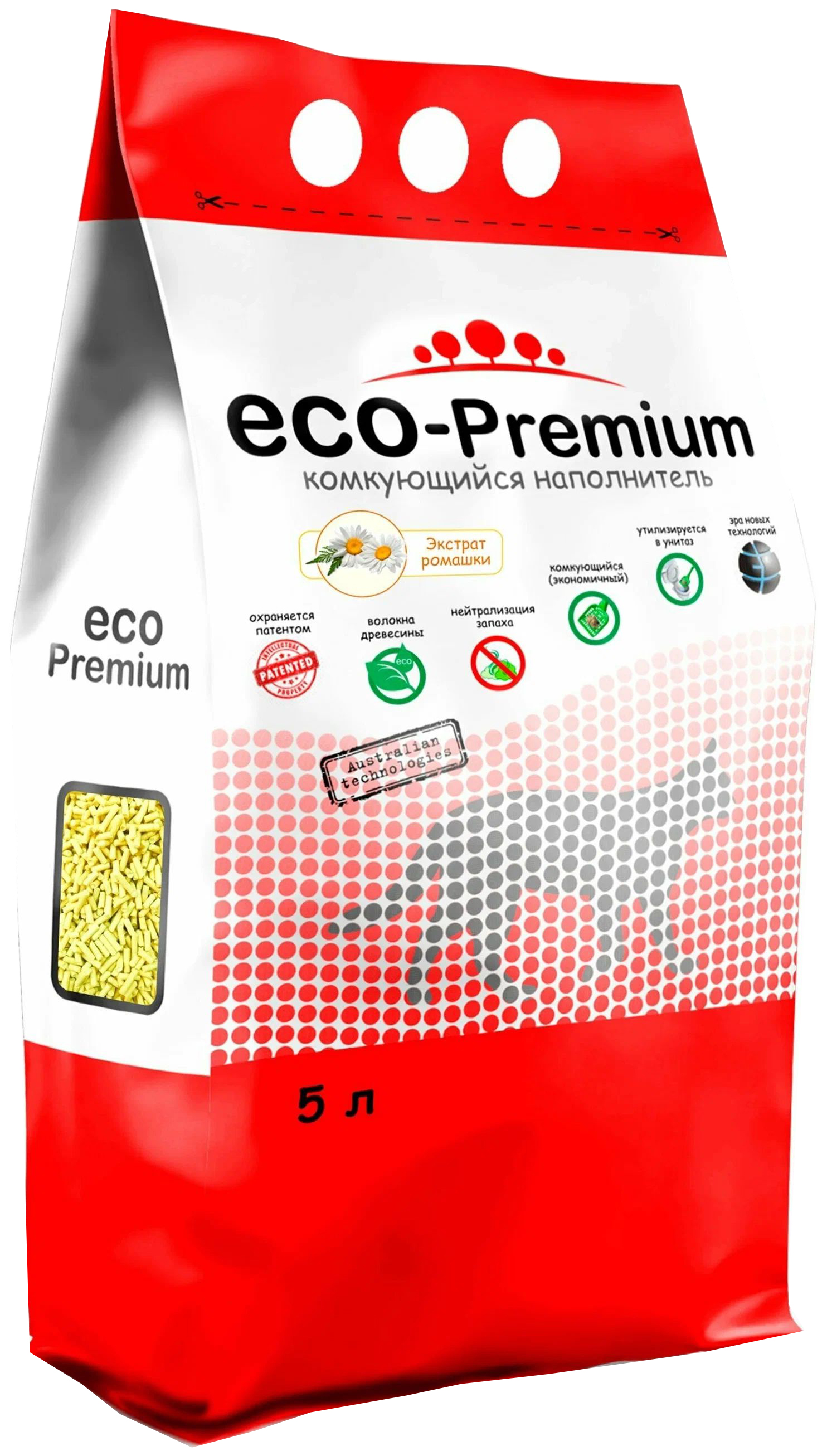 Комкующийся наполнитель ECO-PREMIUM Ромашка древесный, 1,9 кг 2 шт