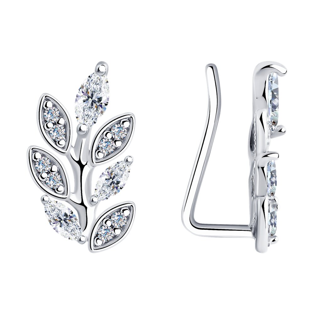 

Серьги клаймберы из серебра SOKOLOV 94025999, фианит, 94025999