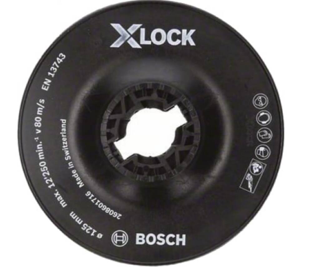 

Тарелка опорная жесткая X-LOCK с зажимом (125 мм) Bosch 2608601716