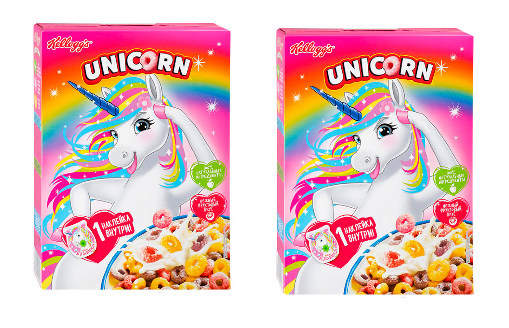 Готовый завтрак Любятово Unicorn Радужные колечки с фруктовым вкусом, 195 г х 2 шт