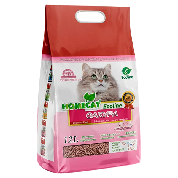 фото Homecat homecat эколайн сакура наполнитель комкующийся для туалета кошек (12 + 12 л)