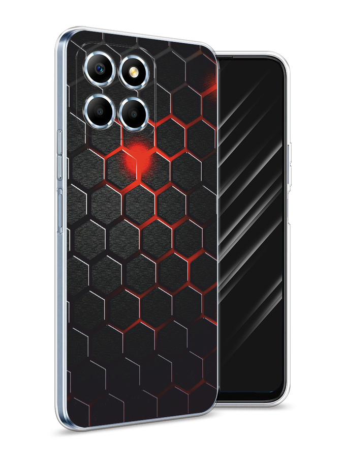 

Чехол Awog на Honor X6s "Фон соты красные", Красный;черный, 6120250-1