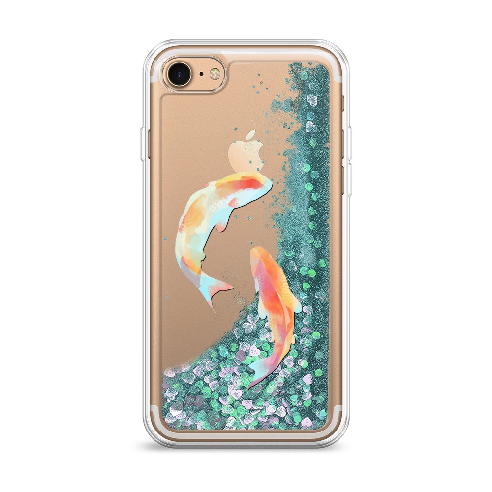 

Жидкий чехол с блестками "Акварельные карпы" на Apple iPhone 8, 10895-1