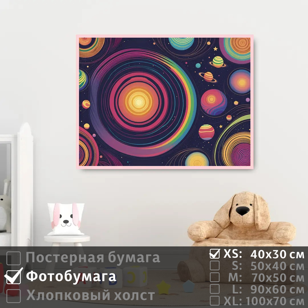 

Постер на фотобумаге ПолиЦентр Космическая абстракция красочных планет 40х30 см, КосмическаяАбстракцияКрасочныхПланет