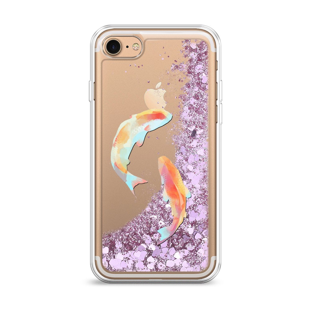 

Жидкий чехол с блестками "Акварельные карпы" на Apple iPhone 8, 10894-1