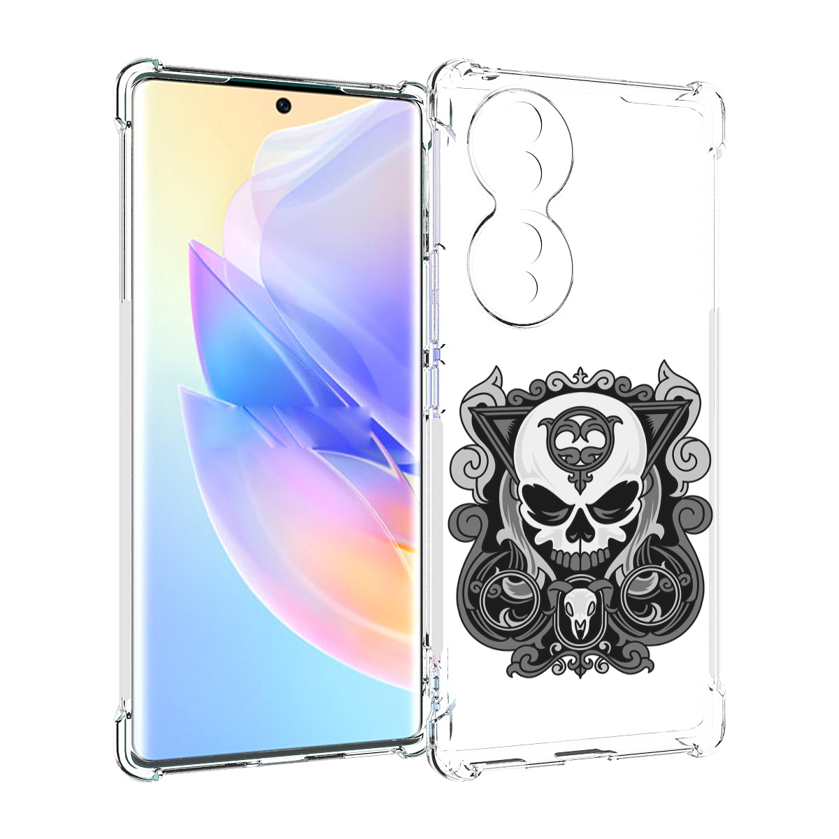 

Чехол MyPads орнамент-на-черепе для Honor 70, Прозрачный, Tocco
