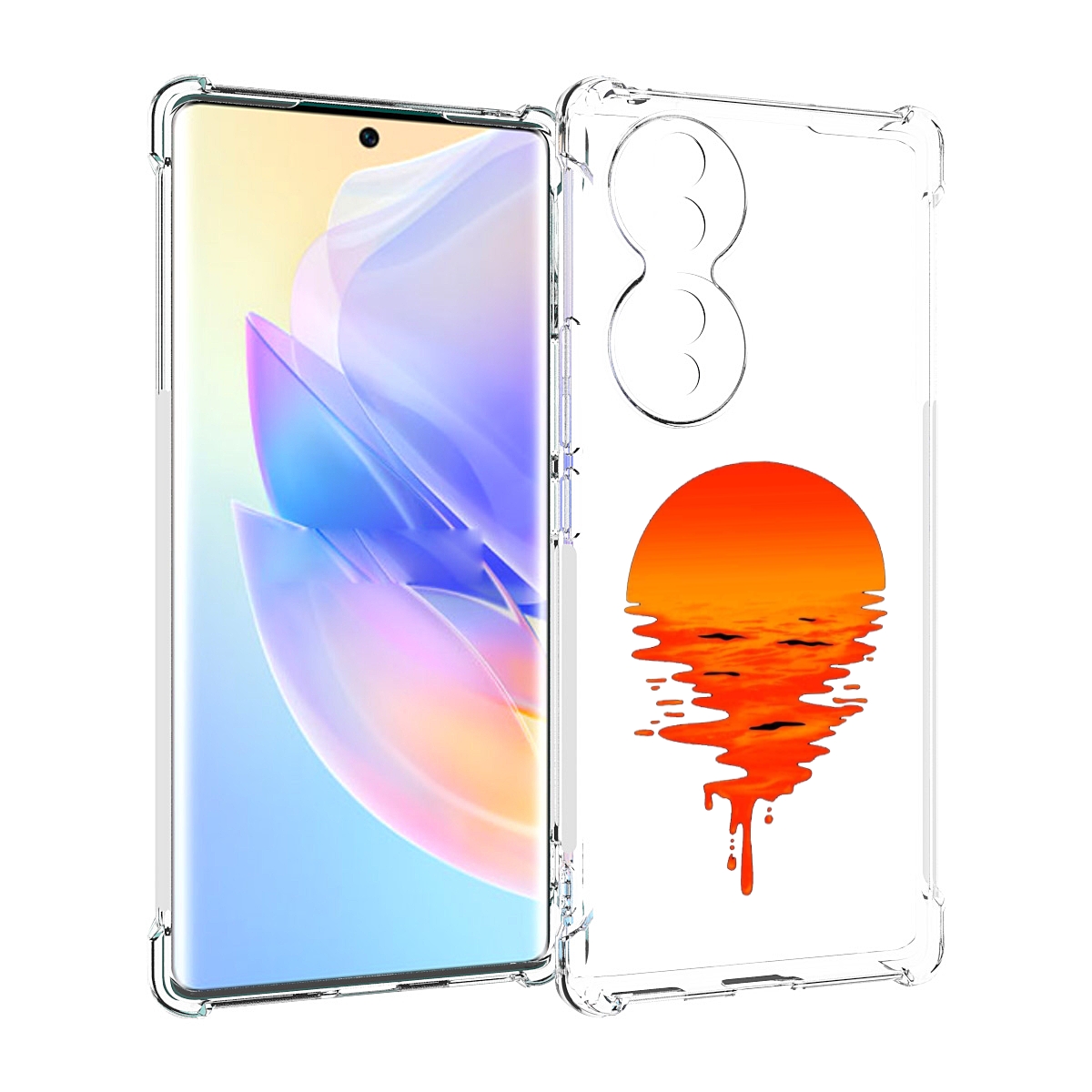 

Чехол MyPads оранжевый закат на воде для Honor 70, Прозрачный, Tocco