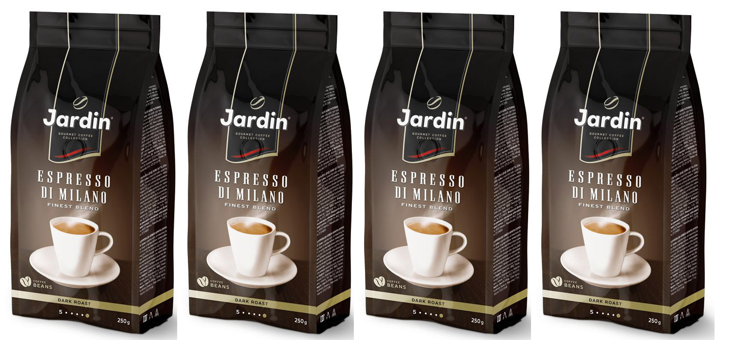 Кофе в зернах Jardin Espresso Di Milano, арабика, робуста, 250 г х 4 шт
