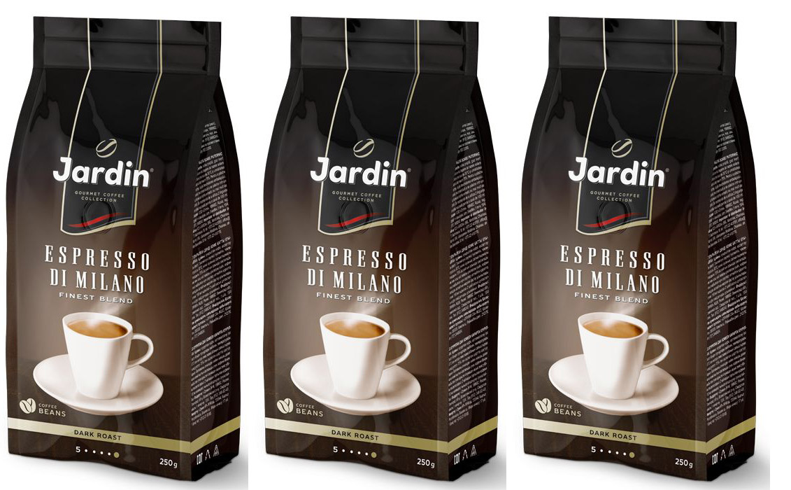 Кофе в зернах Jardin Espresso Di Milano, арабика, робуста, 250 г х 3 шт