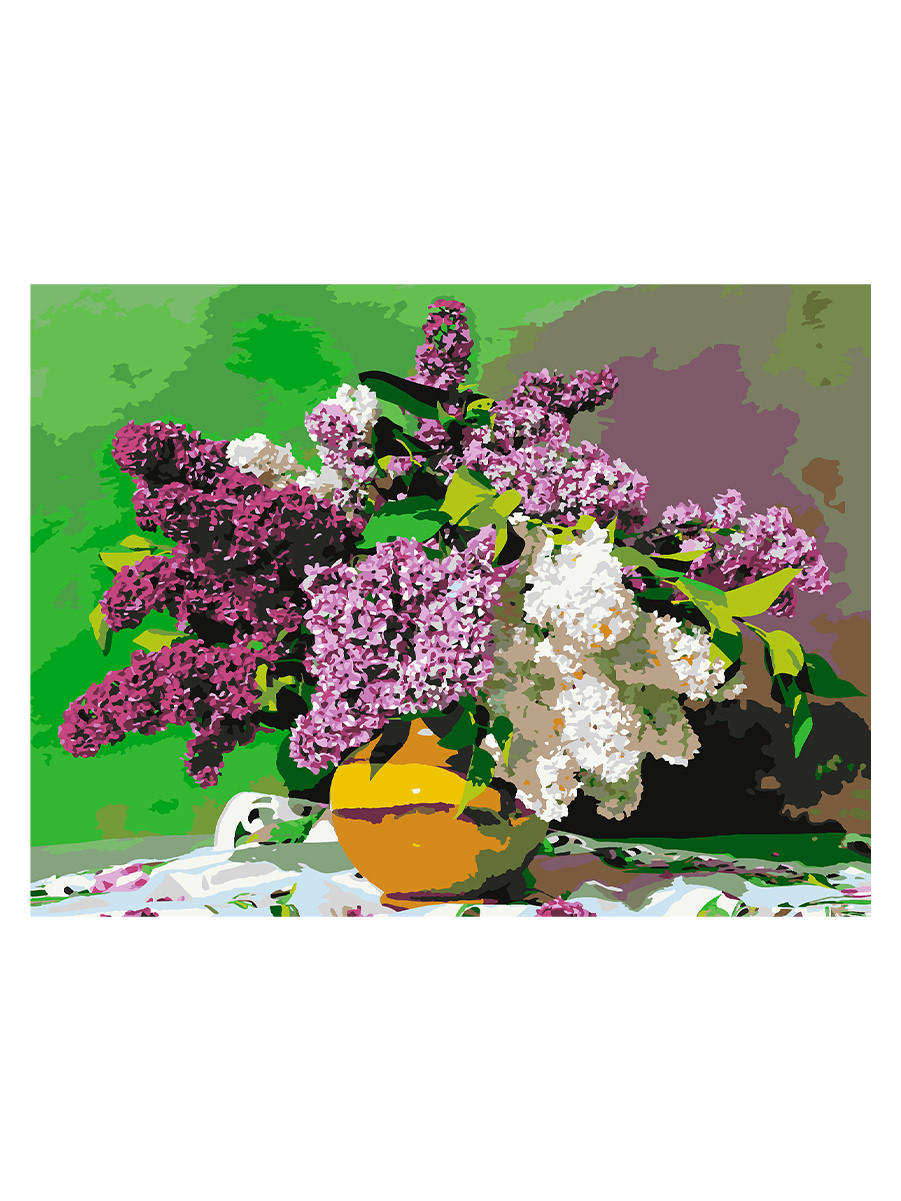 фото Картина по номерам 30х40 см, "сирень в вазе на столе" urm