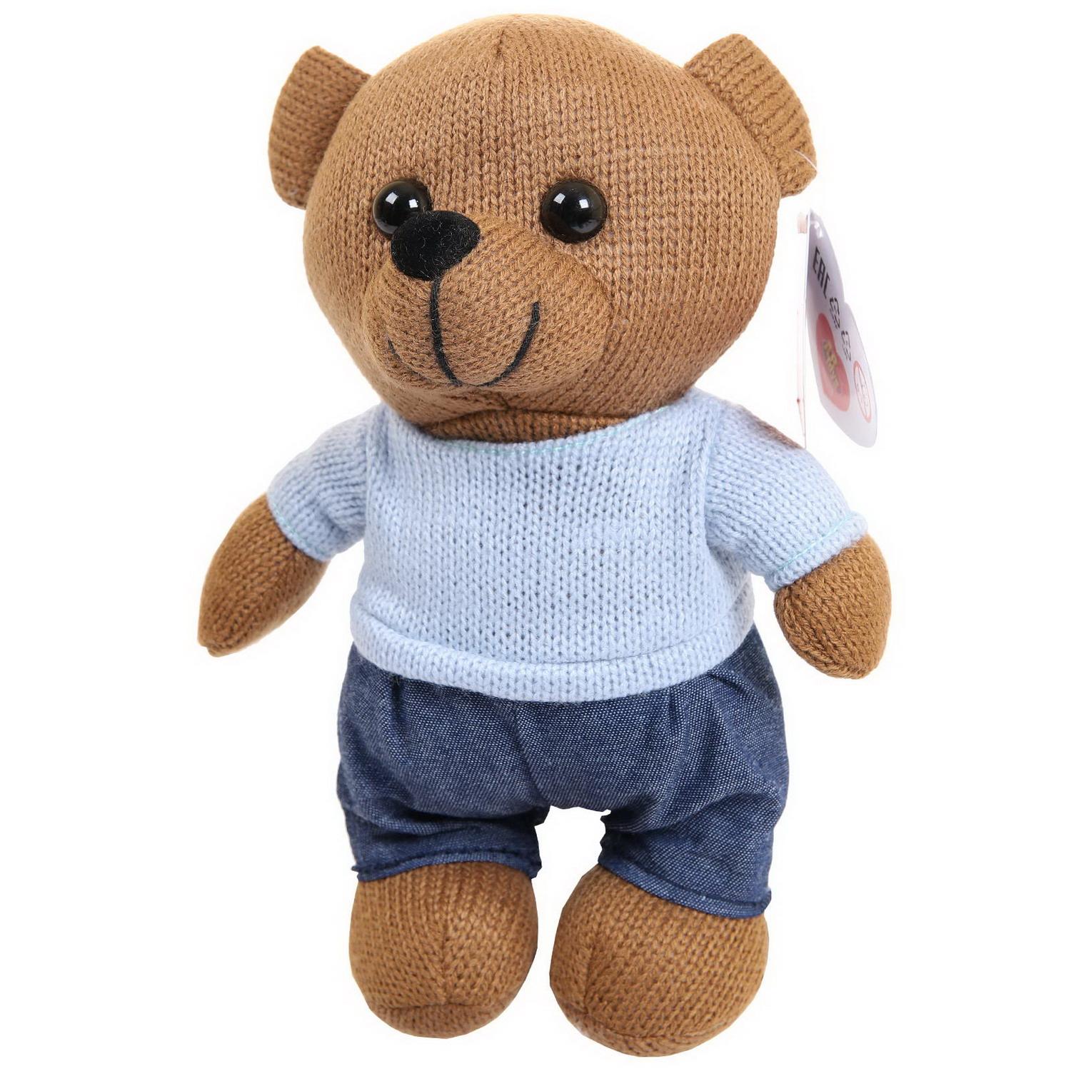 Мягкая игрушка Abtoys Knitted. Мишка мальчик вязаный, 22см в джинсах и свитере мягкая игрушка abtoys knitted хамелеон вязаный 34 см