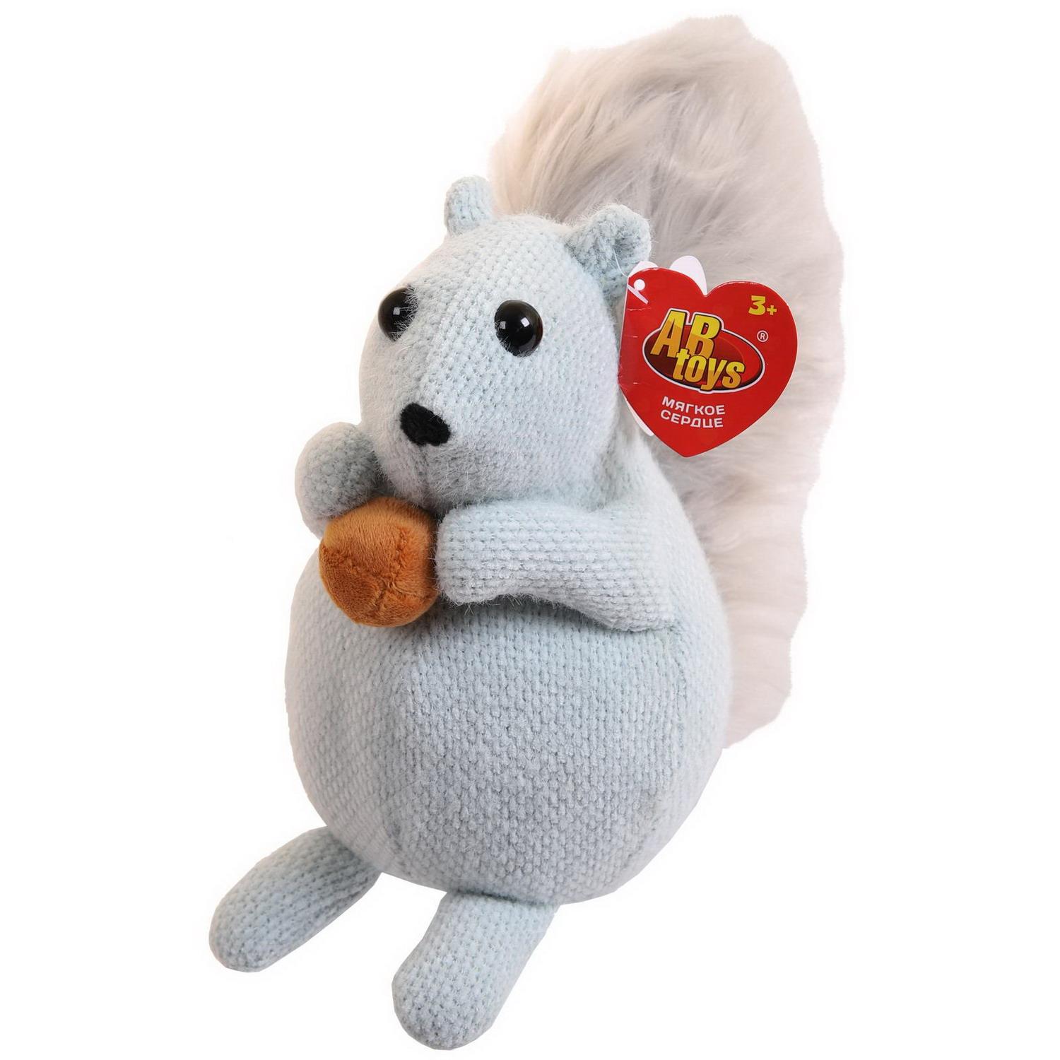 Мягкая игрушка Abtoys Knitted. Белка вязаная с пушистым хвостом серо-голубая, 32см мягкая игрушка abtoys knitted коала вязаная 21 см