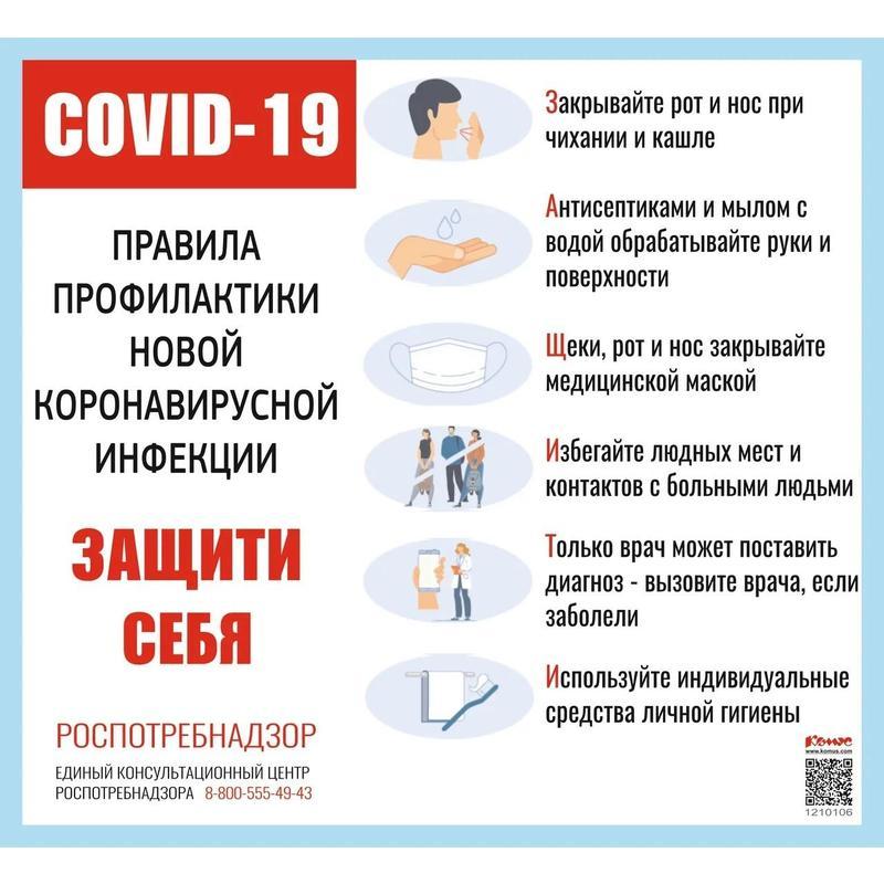 

Стенд информационный настенный "COVID-19. Правила профилактики" (470x430мм, пластик)