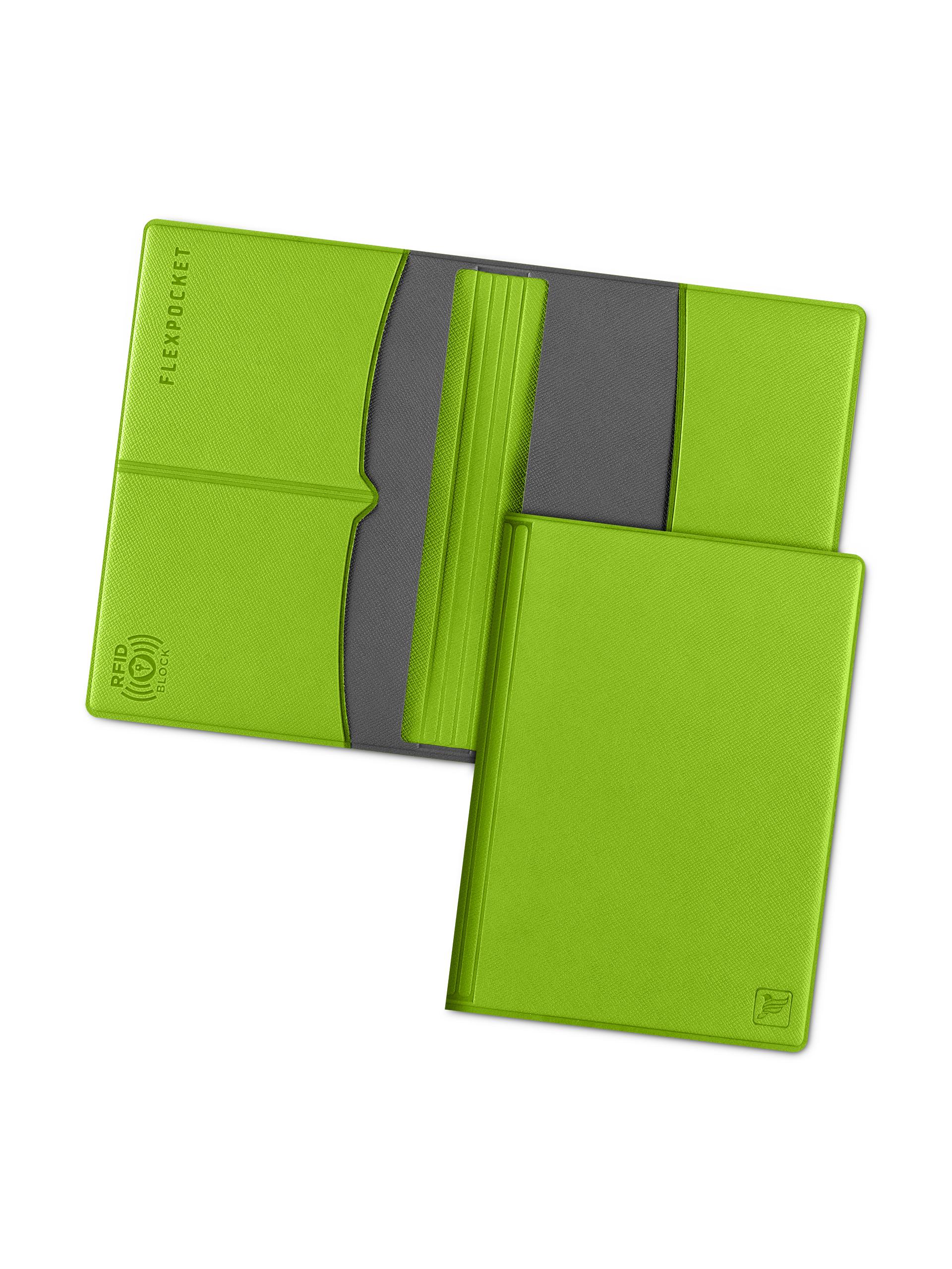 Обложка для паспорта с RFID защитой Flexpocket KOP-03RFID зеленая