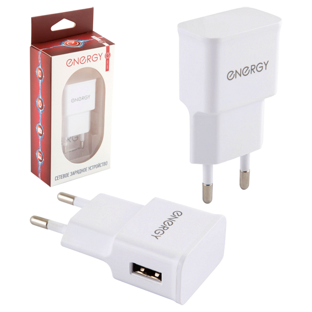 фото Сетевое зарядное устройство nrg et-09, 1 usb, white