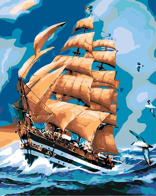 

Живопись по номерам Живопись по Номерам Корабль в море, 50x40, Корабль в море