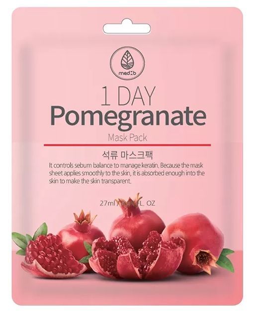 Тканевая маска для лица MedB с экстракт граната,Pomegranate Mask, 1 Day, 27 г