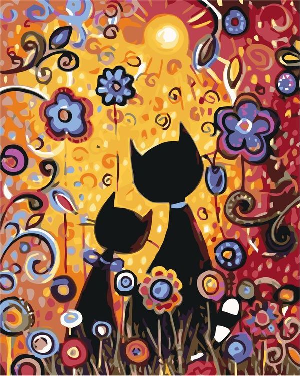 

Живопись по номерам Живопись по Номерам Кот и кошка, 50x40, Кот и кошка