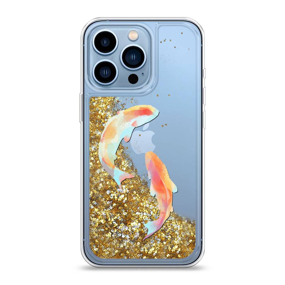 

Жидкий чехол с блестками "Акварельные карпы" на Apple iPhone 13 Pro, 14390-1