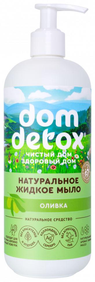 Натуральное жидкое мыло Оливка DOMDETOX, 500 мл