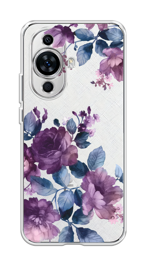 

Чехол на Huawei Nova 11 "Purple Blossoms", Синий;фиолетовый, 6121250-1