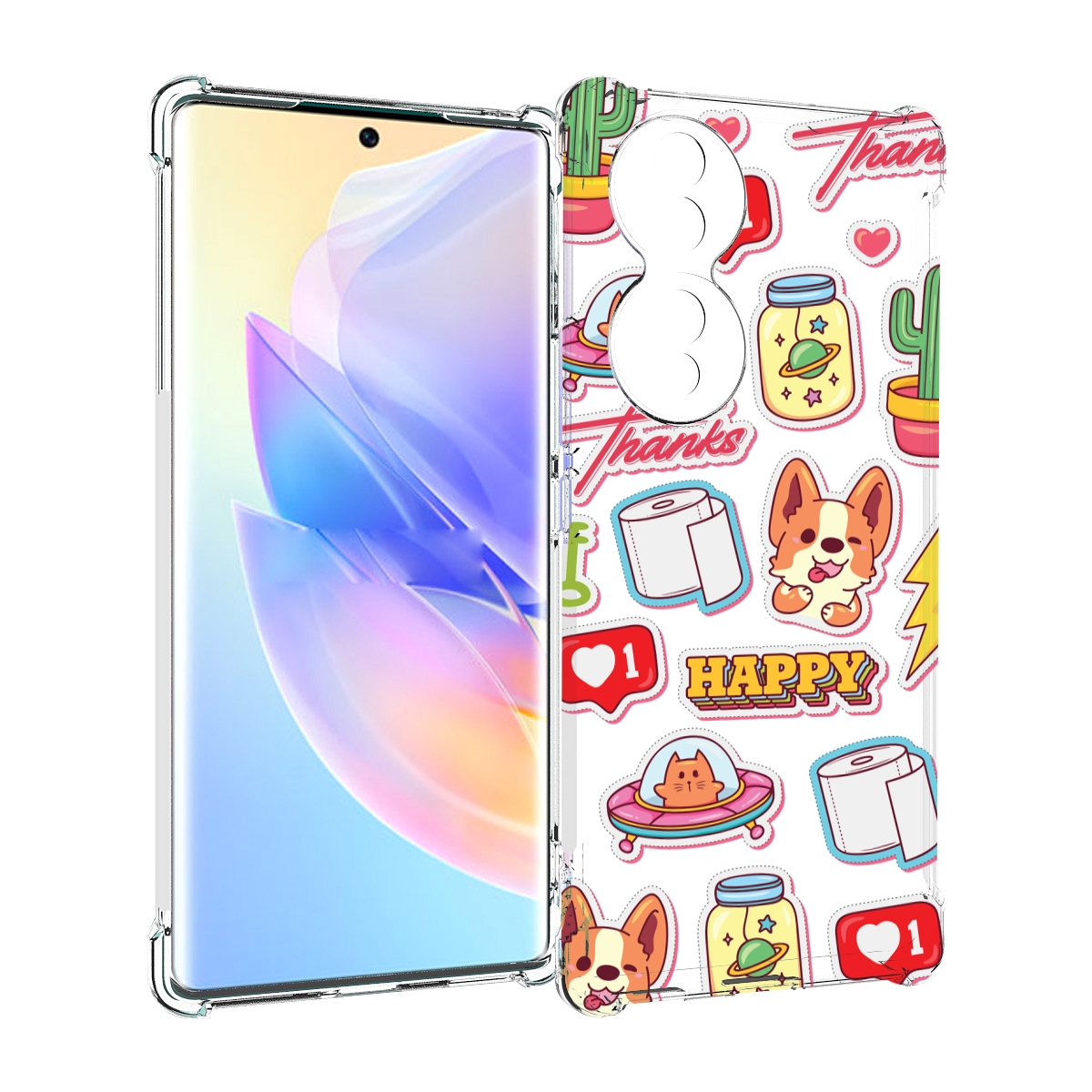 

Чехол MyPads милые-стикеры-корги для Honor 70, Прозрачный, Tocco