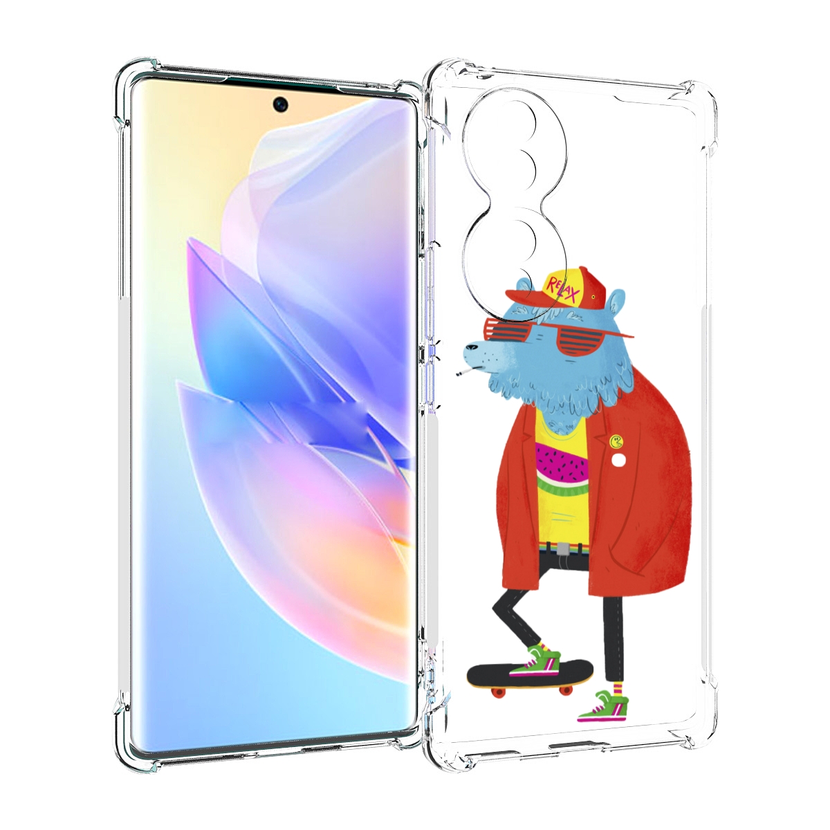 

Чехол MyPads медведь на скейте для Honor 70, Прозрачный, Tocco