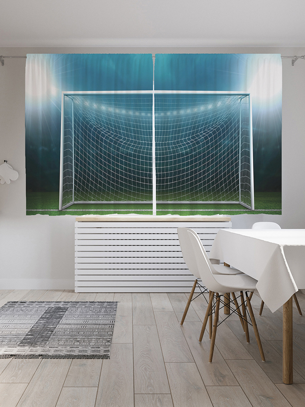 фото Шторы с фотопечатью "футбольные ворота" из сатена, 290х180 см joyarty