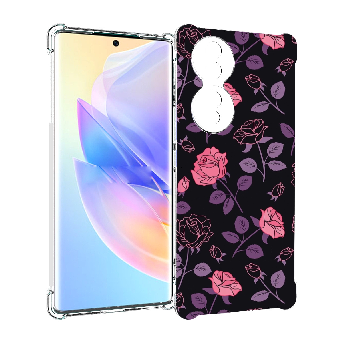 

Чехол MyPads маленькие розочки на черном фоне женский для Honor 70, Прозрачный, Tocco