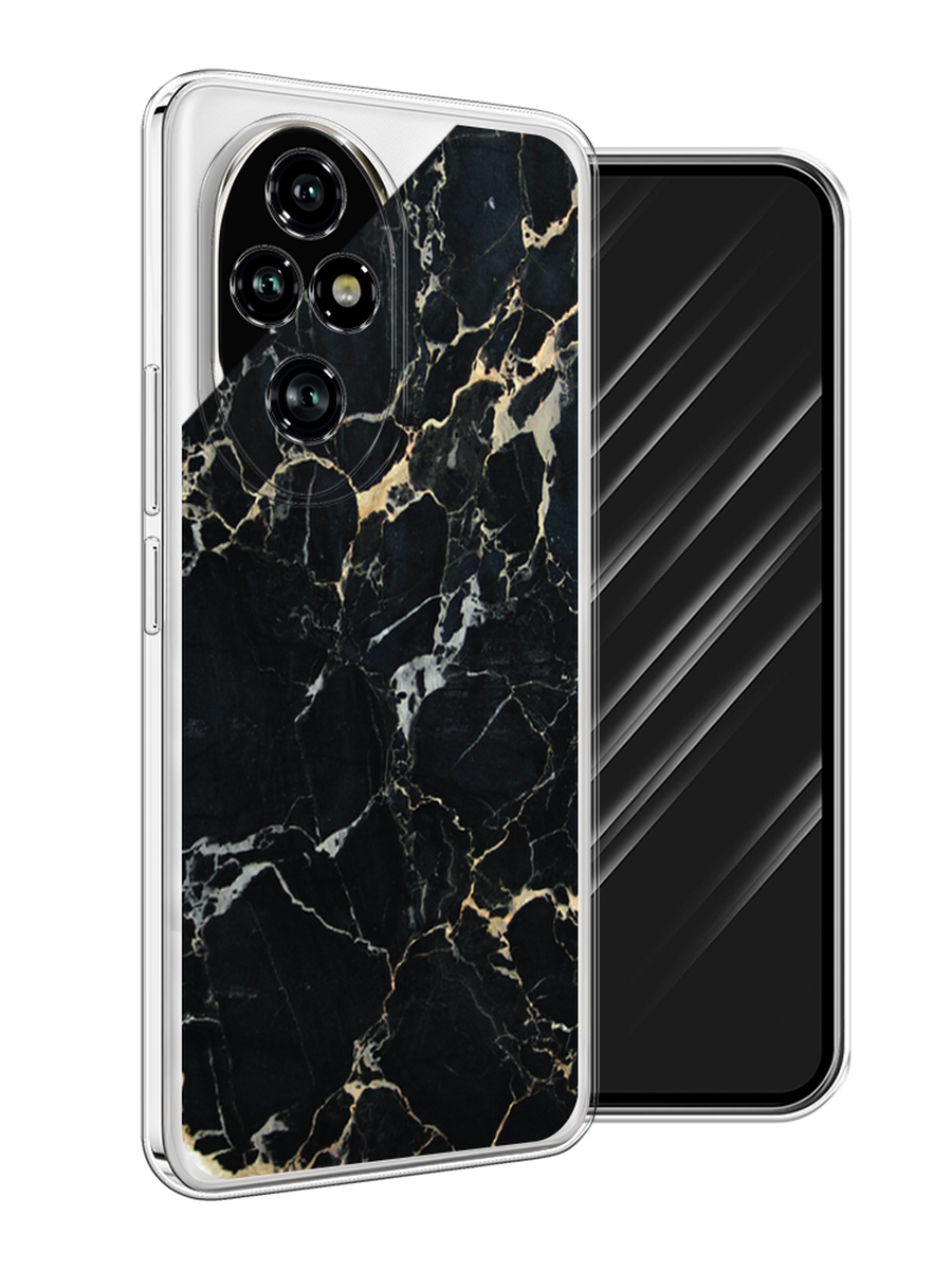 

Чехол Awog на Honor 200 Pro "Черный мрамор уголок", Черный;золотистый, 6124850-1