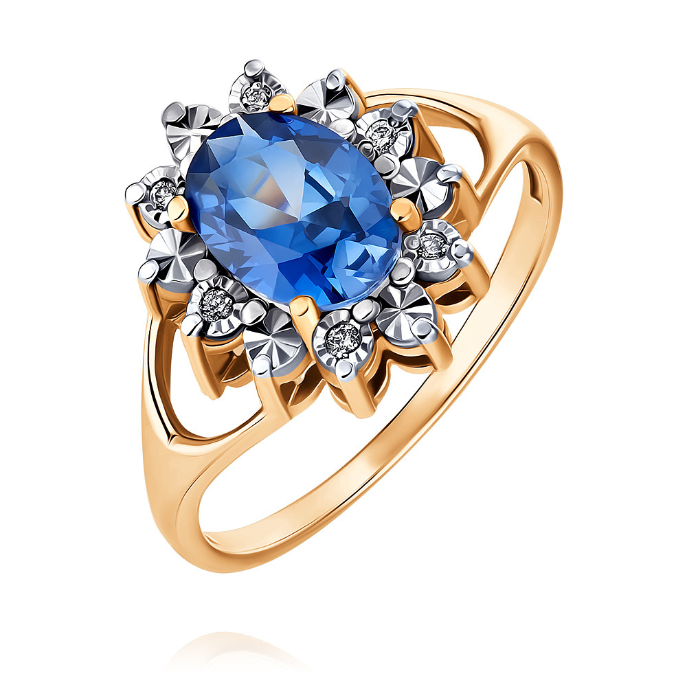 

Кольцо из золота р.  ADAMAS 1416546-А50ДЛ2-442, бриллиант\сапфир\корунд искусственный, 1416546-А50ДЛ2-442