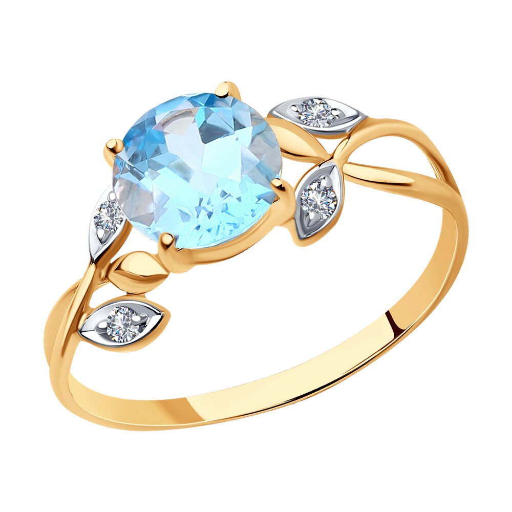 

Кольцо из красного золота с фианитом/топазом р. , SOKOLOV 716840, 716840