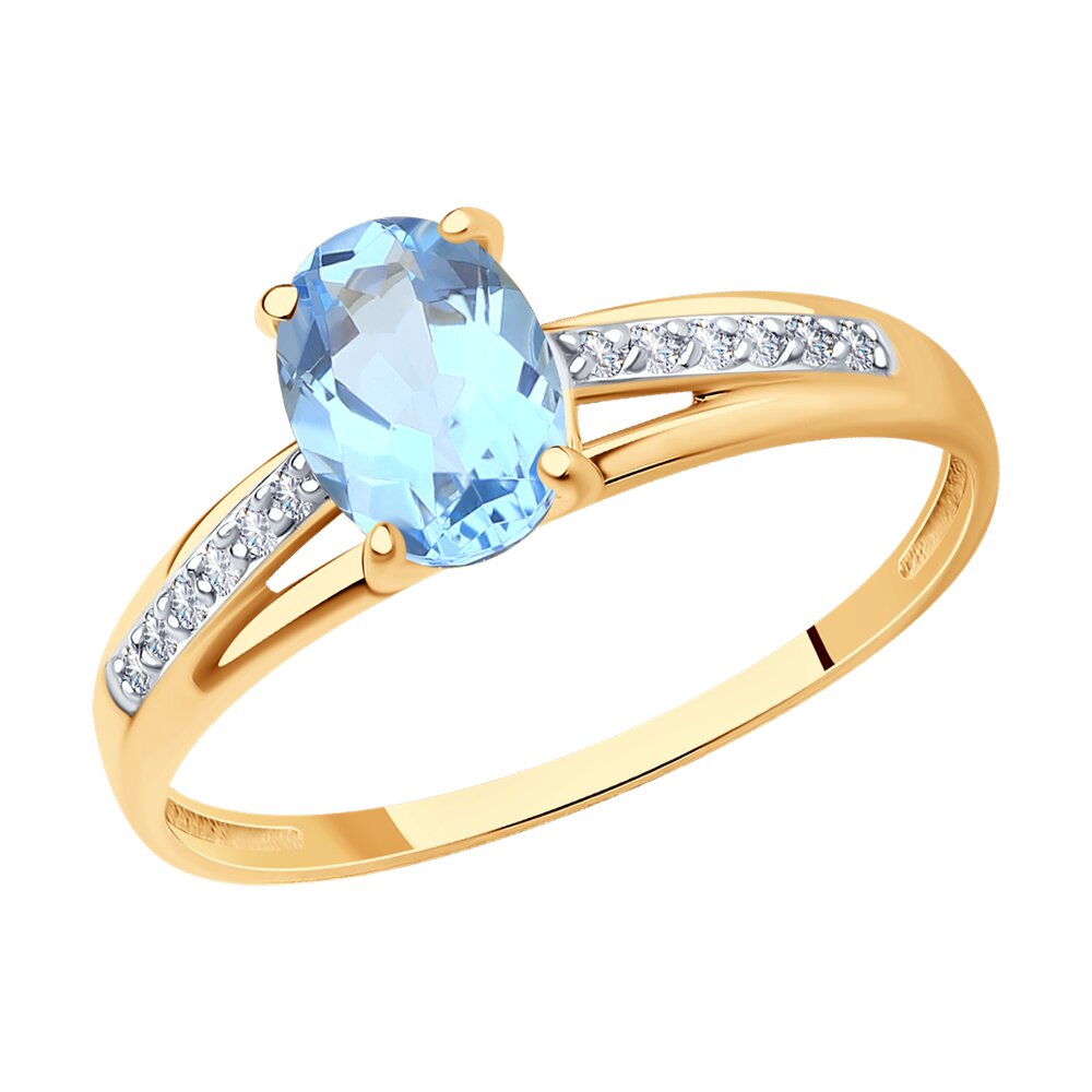 

Кольцо из красного золота с фианитом/топазом р. 16,5 SOKOLOV 716825, 716825