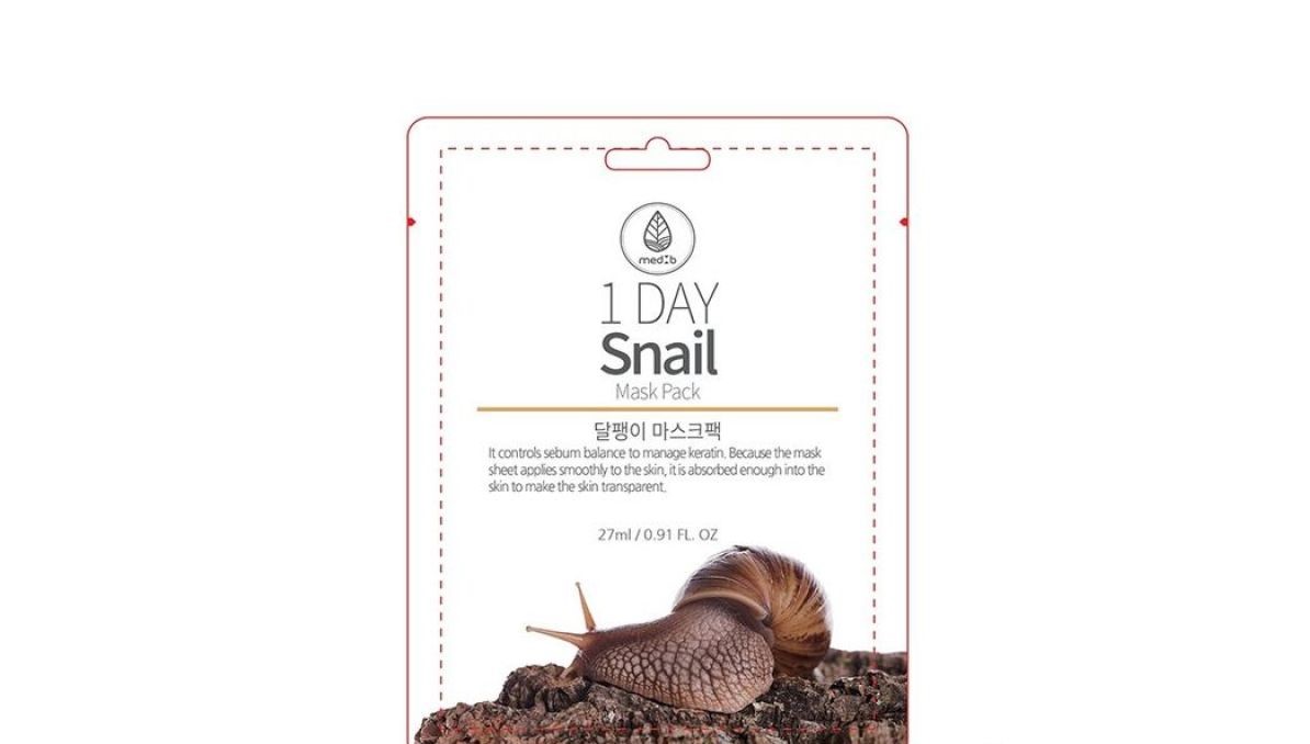 

Тканевая маска для лица MedB с муцином улиткой,Snail Mask Pack, 1 Day, 27 г