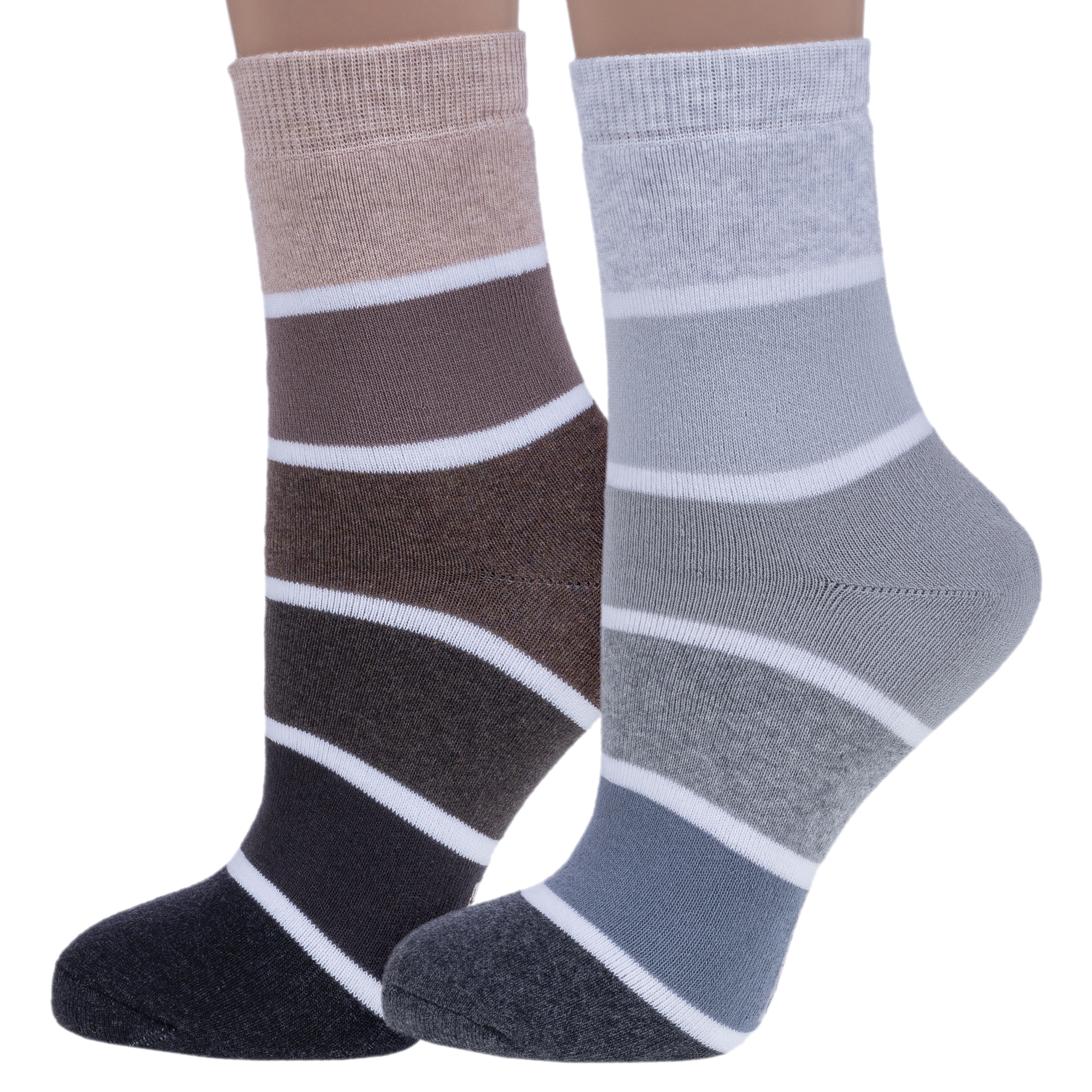 Комплект носков женские NOSMAG 2-7С-47СП коричневых; серых; белых 25