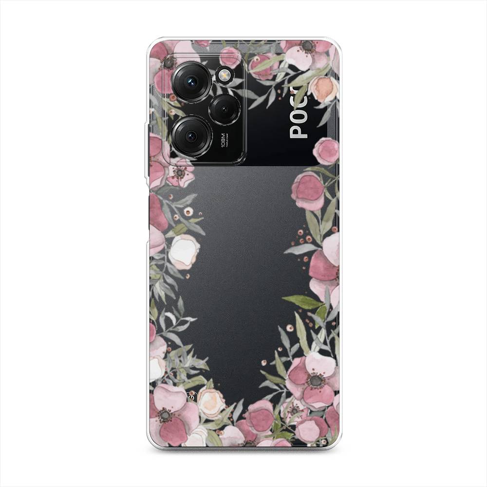 

Чехол Awog на Poco X5 Pro 5G "Розовая цветочная рамка", Розовый;зеленый, 318050-8