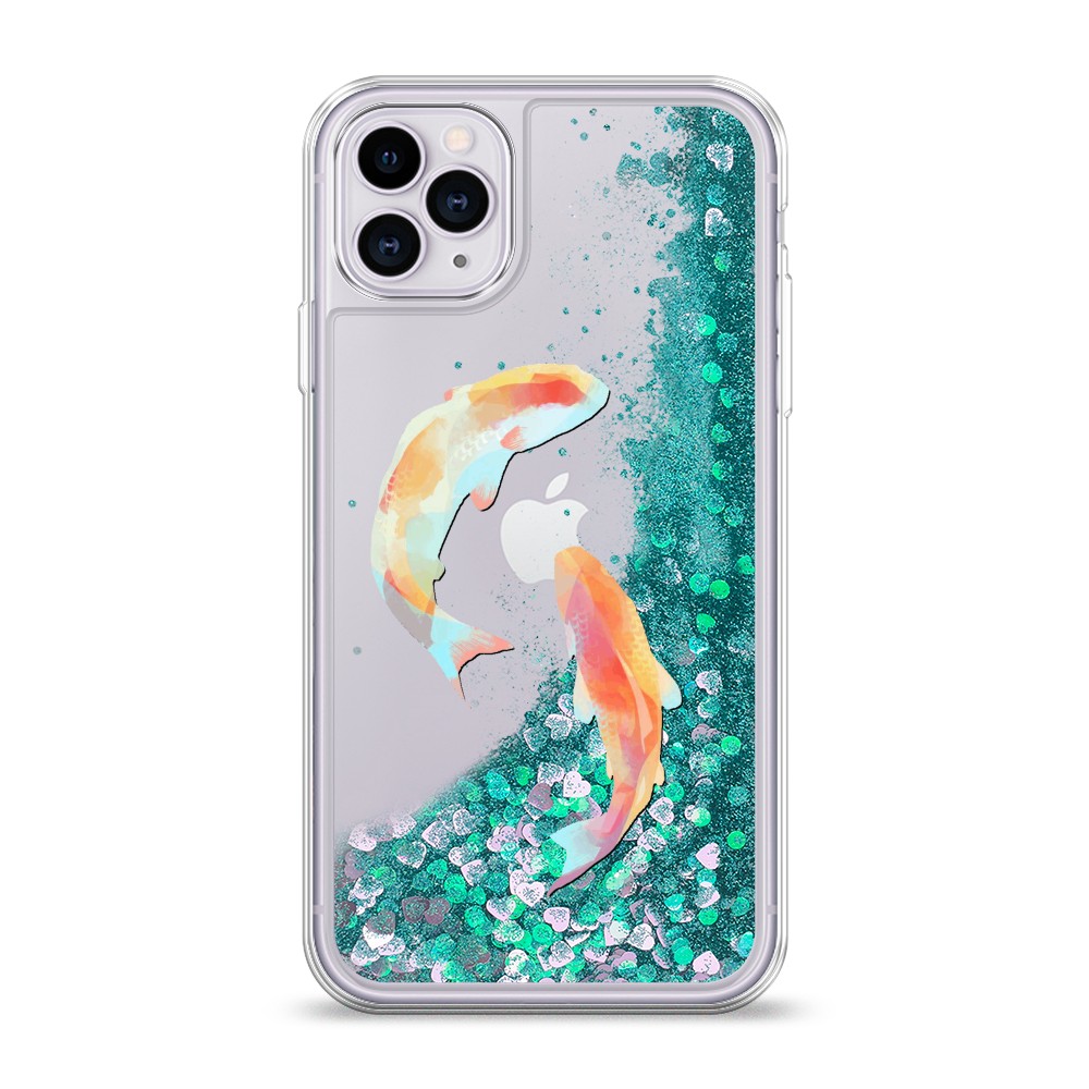 

Жидкий чехол с блестками "Акварельные карпы" на Apple iPhone 11 Pro, 12395-1