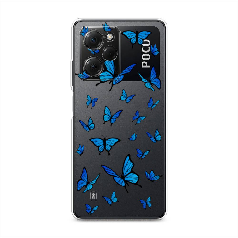 

Чехол Awog на Poco X5 Pro 5G "Синие бабочки", Синий;белый, 318050-1