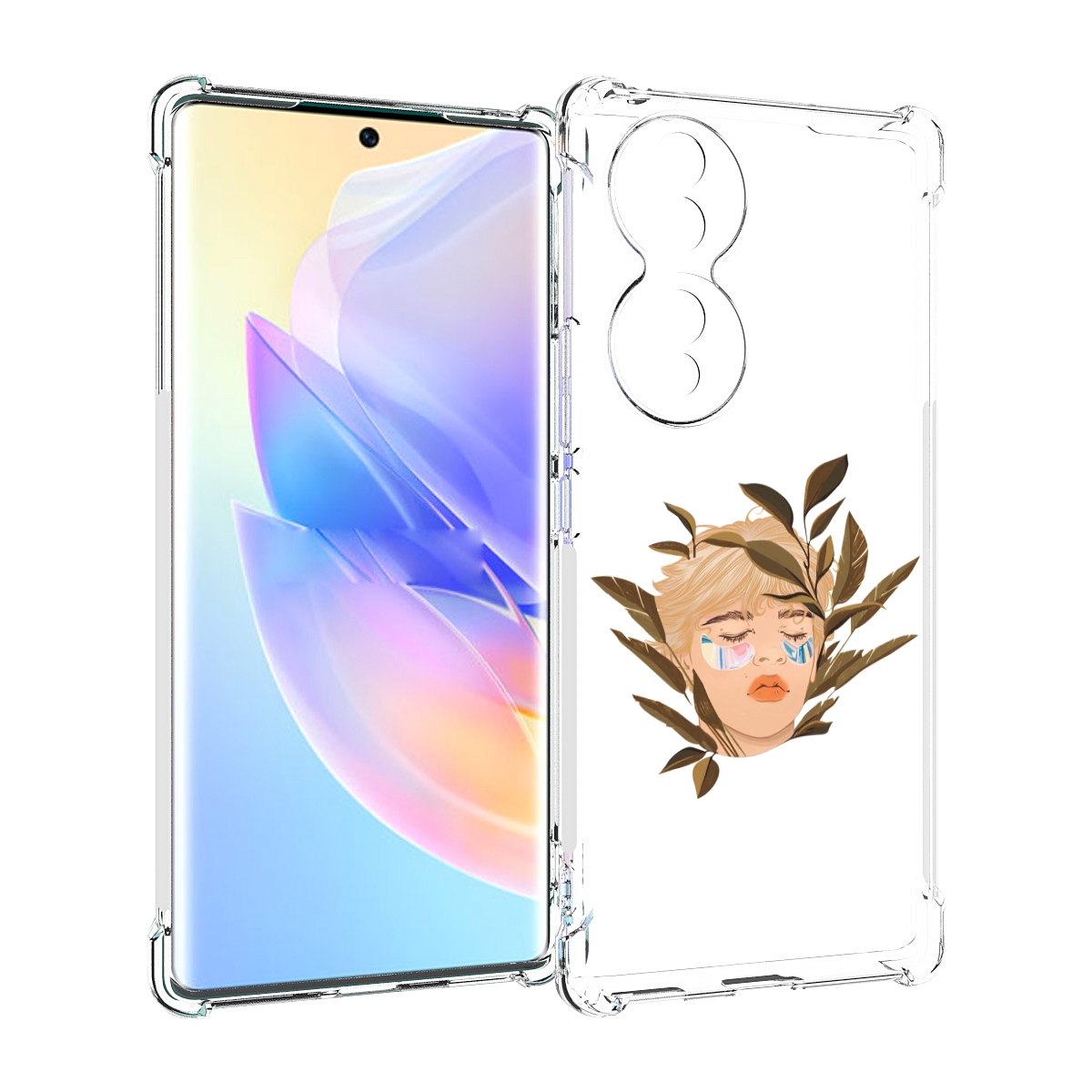 

Чехол MyPads лицо-с-патчами для Honor 70, Прозрачный, Tocco