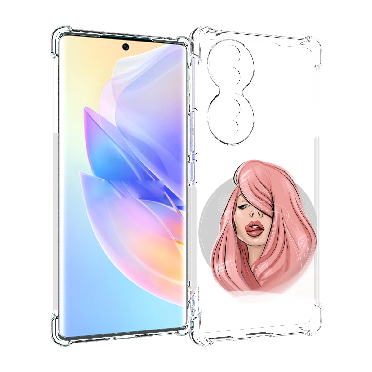 

Чехол MyPads лицо-девушки-с-розовыми-волосами женский для Honor 70, Прозрачный, Tocco