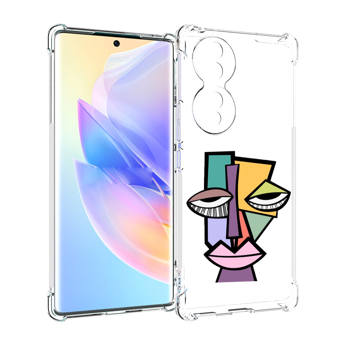 

Чехол MyPads лицо из квадратиков с глазами женский для Honor 70, Прозрачный, Tocco