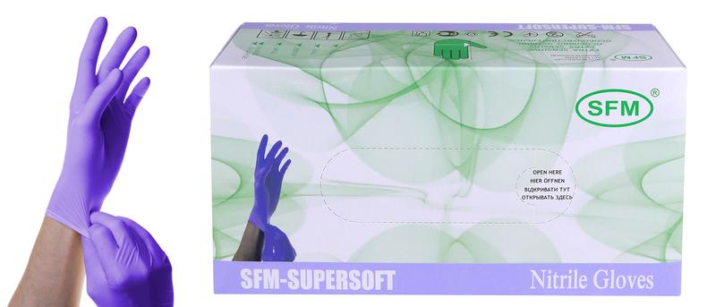 Купить Перчатки медицинские SFM Hospital Products SUPERSOFT L фиолетовый 100 пар, нитрил