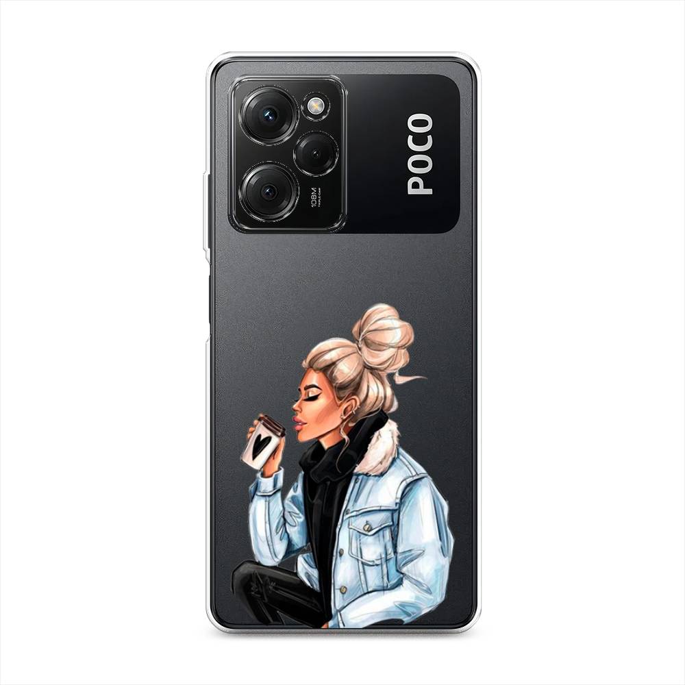 

Чехол Awog на Poco X5 Pro 5G "Cute girl", Бежевый;черный;голубой, 318050-7