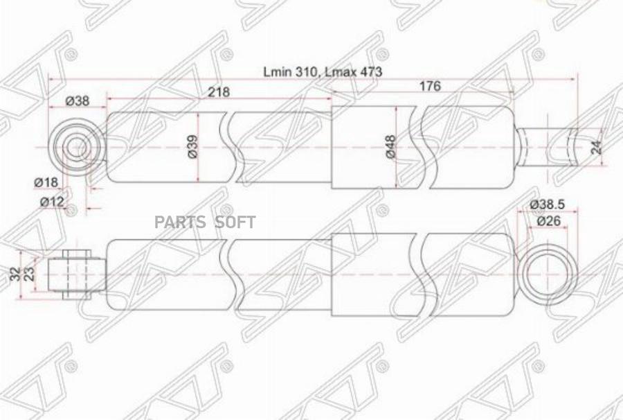 

SAT Амортизатор RR TOYOTA DYNA 100/150/TOYOACE G15 85- 1,8/2,4 LH=RH
