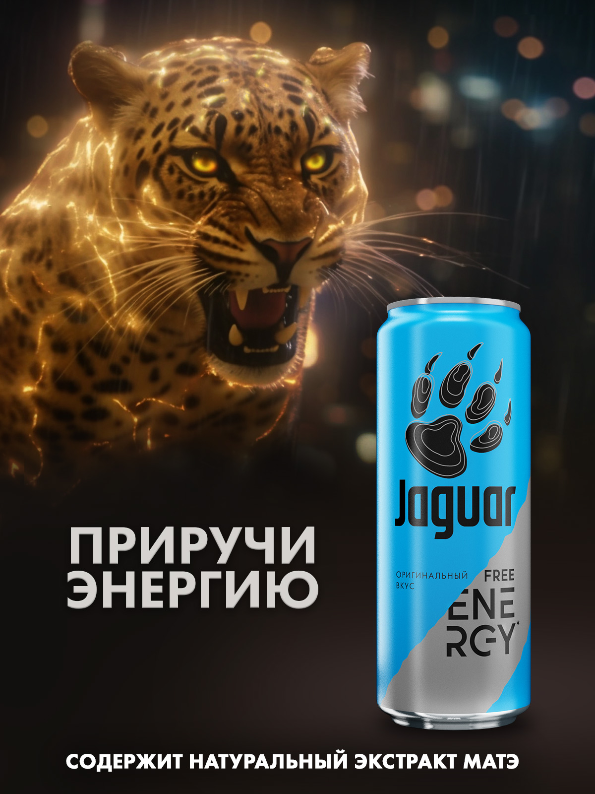 Энергетический напиток Jaguar Free energy, 0,45 л х 12 шт