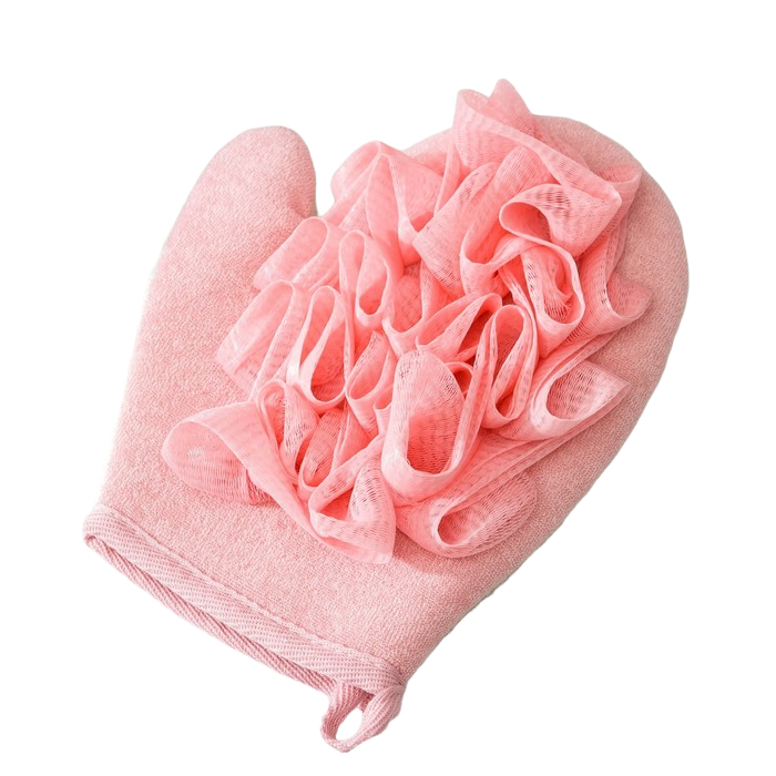 фото Мочалка-варежка для тела массажная со скрабером доляна афродита, 19×21 см, цвет розовый
