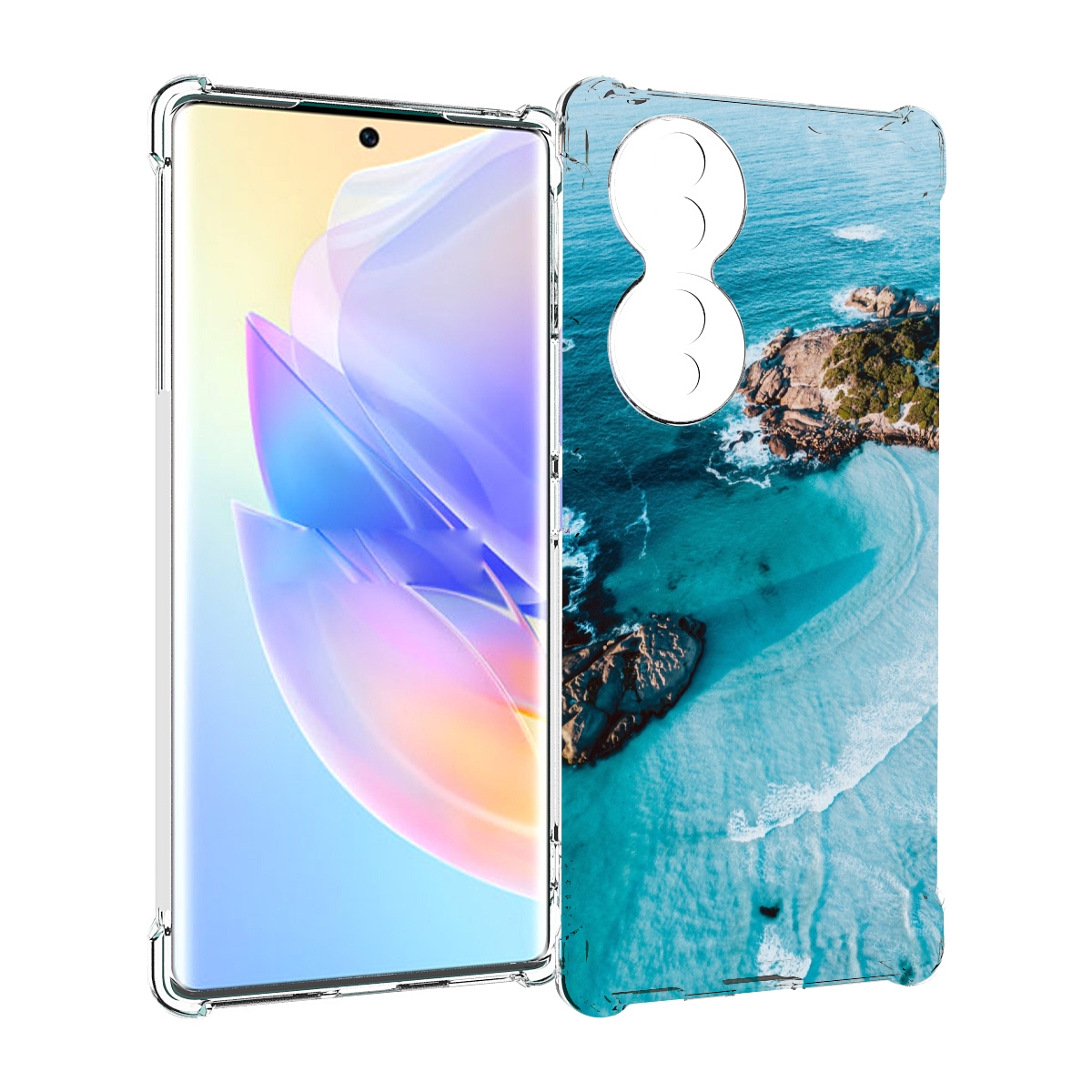 

Чехол MyPads красивый голубой залив для Honor 70, Прозрачный, Tocco
