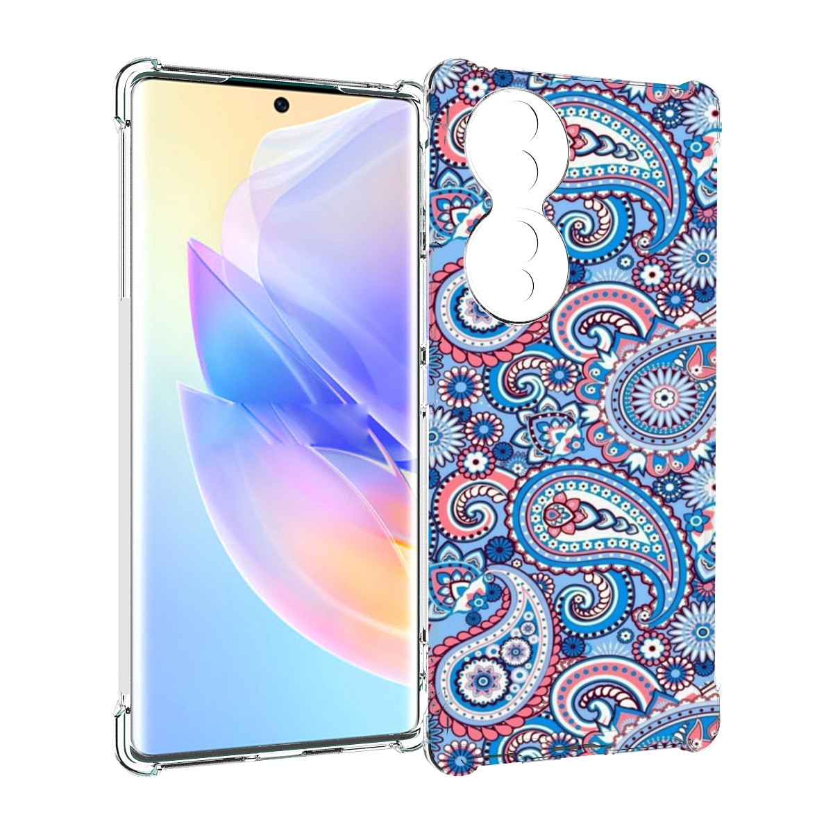 

Чехол MyPads красивый голубой арнамент для Honor 70, Прозрачный, Tocco