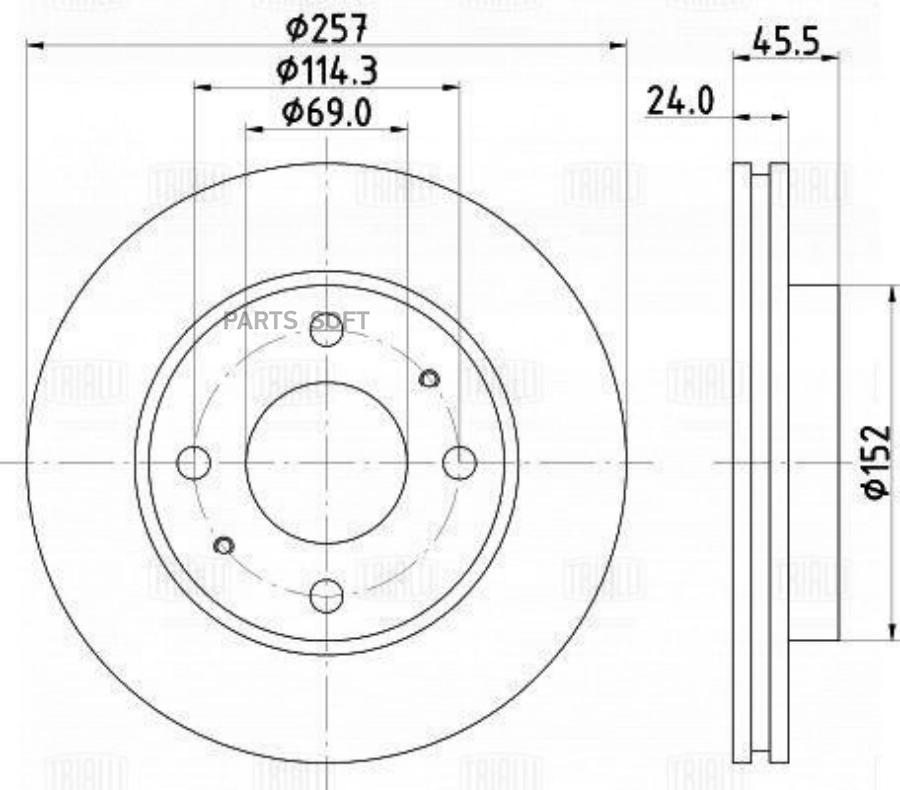 

Диск Торм. Для А/М Hyundai Elantra (00-)/Matrix (01-) Перед. D257 Df084611 Trialli арт. DF