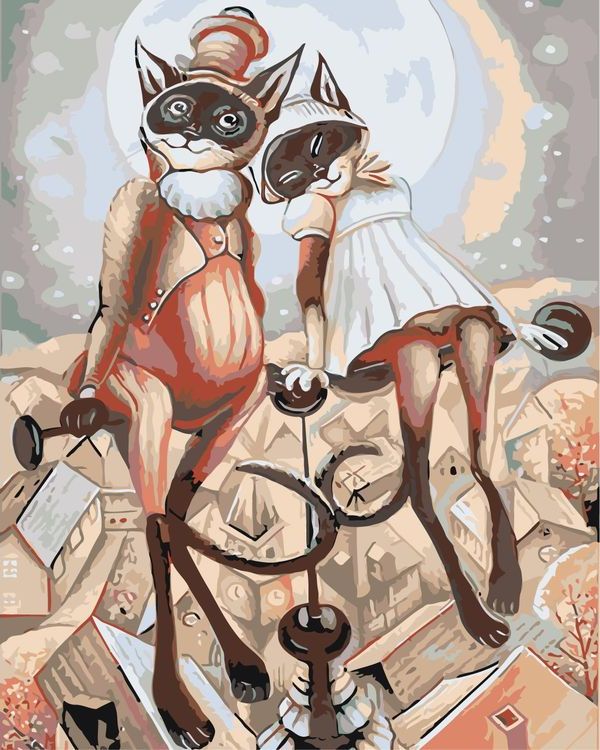 

Картина по номерам Живопись по Номерам Кот и кошка, 50x40, Кот и кошка